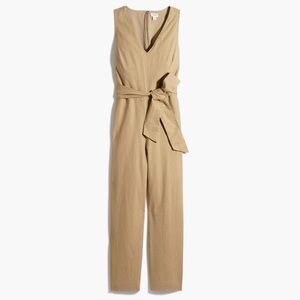 J. Crew Women’s Beige Linen-Cotton V-Neck Jumpsuit Size 12